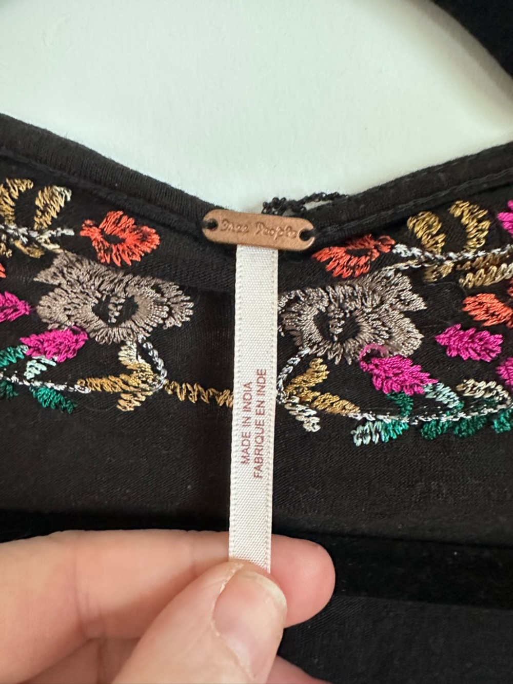Free People Black Tunic with Pink Floral Embroidery - Picture 4 of 4